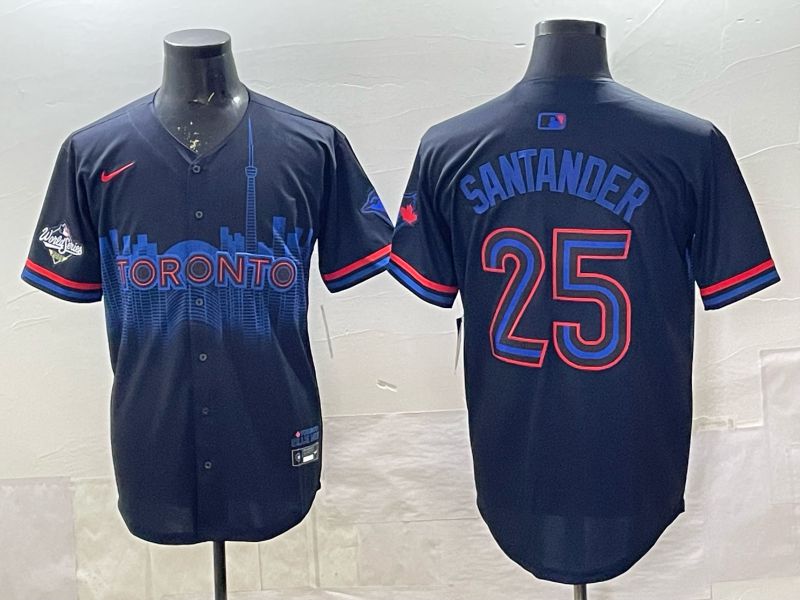 Men 2025 Nike Toronto Blue Jays #25 Santander black Game MLB Jersey 04->youth soccer jersey->Youth Jersey